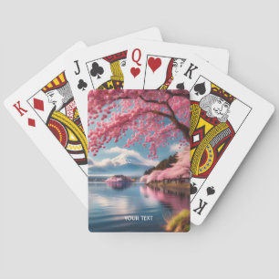 Fantasy Cute Sakura Lake Mountain Playing Cards