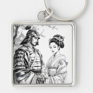 Fantasy Cute Samurai Geisha Pencil Key Ring