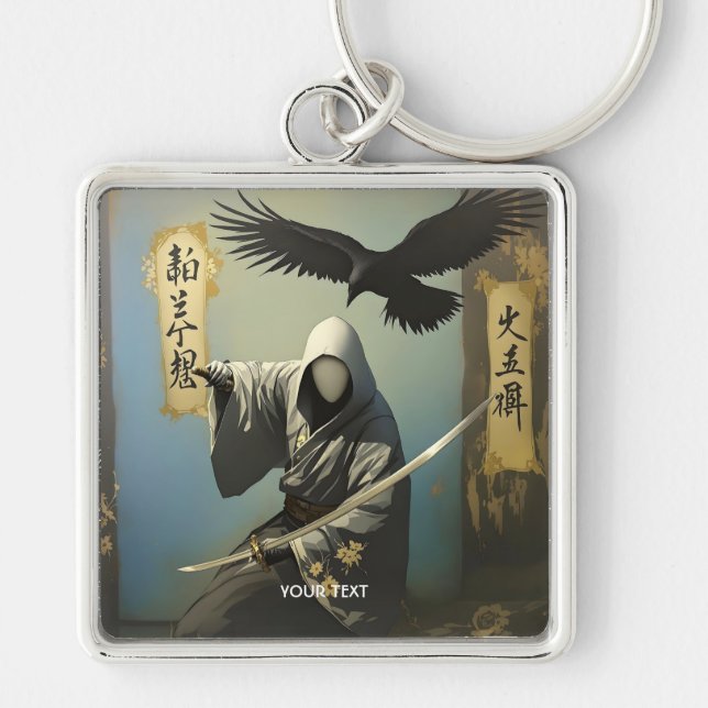 Fantasy Cute  Samurai Katana Mask Key Ring (Front)