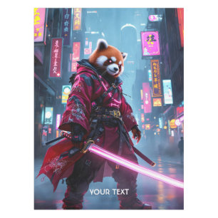 Fantasy Cute Samurai Red Panda Tablecloth
