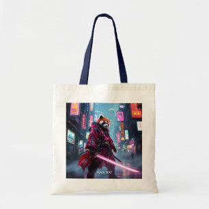 Fantasy Cute Samurai Red Panda Tote Bag