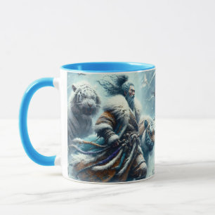 Fantasy Cute Samurai Winter Tigers Mug