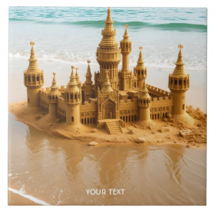 Fantasy Cute Sand Castle Beach Ceramic Tile