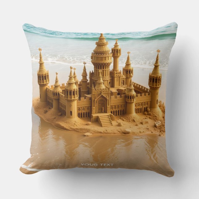 Fantasy Cute Sand Castle Beach Cushion (Front)