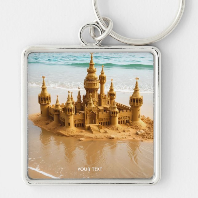 Fantasy Cute Sand Castle Beach Key Ring (Front)