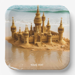 Fantasy Cute Sand Castle Beach Paper Plate