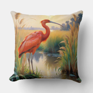 Fantasy Cute Scarlet Ibis Evening Cushion