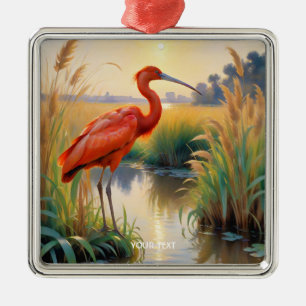 Fantasy Cute Scarlet Ibis Evening Metal Ornament