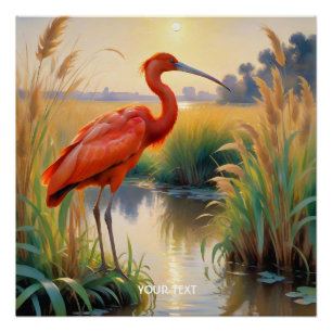 Fantasy Cute Scarlet Ibis Evening Poster