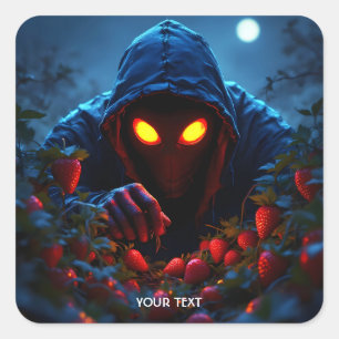 Fantasy Cute Scary Strawberry Man Square Sticker