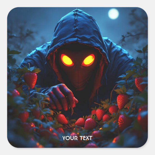 Fantasy Cute Scary Strawberry Man Square Sticker (Front)