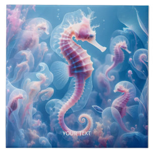 Fantasy Cute Sea Seahorse Plants Ceramic Tile