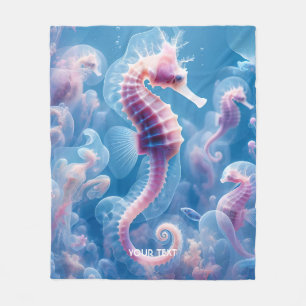 Fantasy Cute Sea Seahorse Plants Fleece Blanket