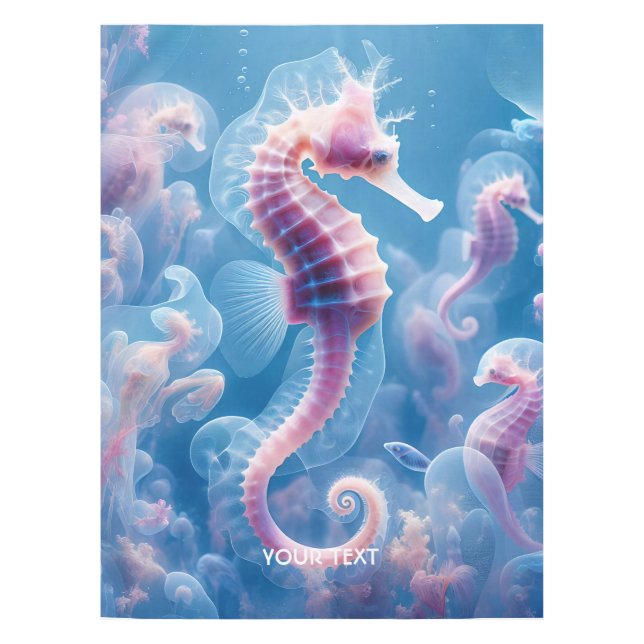 Fantasy Cute Sea Seahorse Plants Tablecloth (Front)