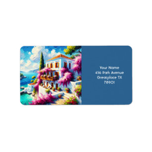 Fantasy Cute Sea Villa House Label