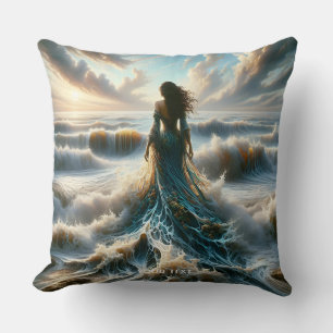 Fantasy Cute Sea Wave Girl Cushion