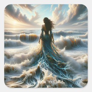 Fantasy Cute  Sea  Wave  Girl Square Sticker