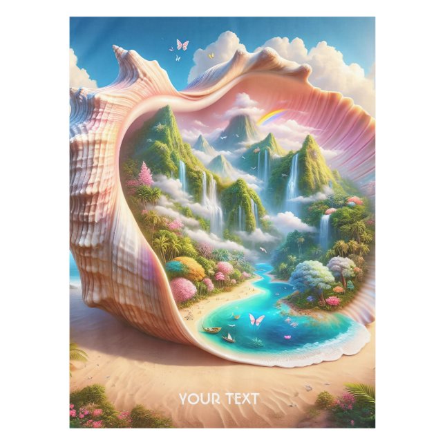Fantasy Cute Seashell Hidden Landscape Tablecloth (Front)