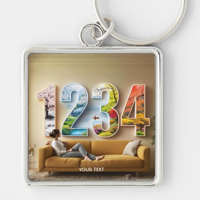 Fantasy Cute Season Four Numbers Key Ring (Front)