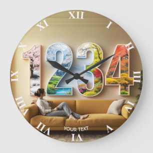 Fantasy Cute Season Four Numbers Large Clock