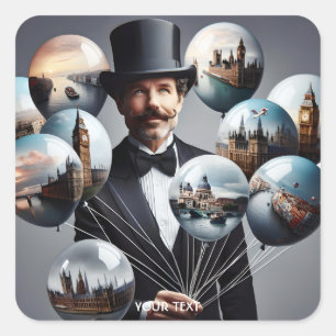 Fantasy Cute Seller Balloons Cities Square Sticker