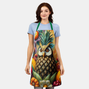 Fantasy Cute Serene Pineapple Owl Apron