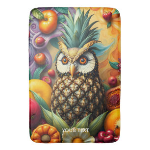 Fantasy Cute Serene Pineapple Owl Bath Mat