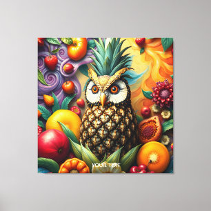 Fantasy Cute Serene Pineapple Owl Canvas Print