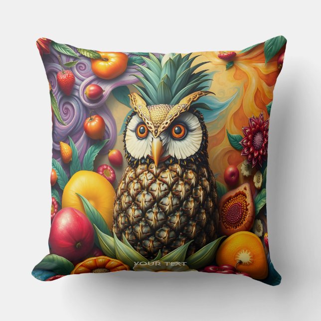 Fantasy Cute Serene Pineapple Owl Cushion (Front)