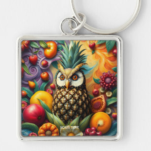 Fantasy Cute Serene Pineapple Owl Key Ring