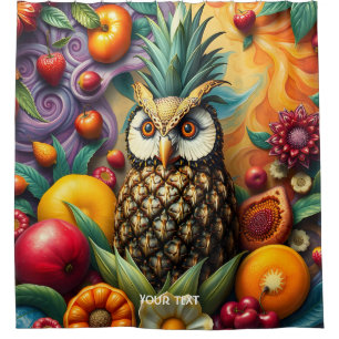 Fantasy Cute Serene Pineapple Owl Shower Curtain