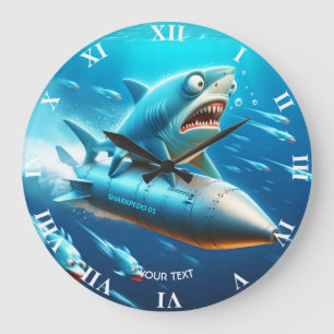 Fantasy Cute Shark Torpedo Sea Large Clock