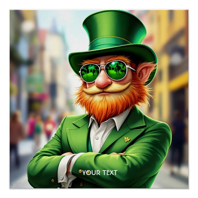 Fantasy Cute Sharp Dressed Leprechaun Poster (Front)