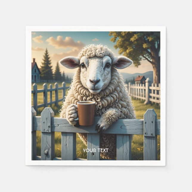 Fantasy Cute Sheep Coffee Evening Napkin (Front)