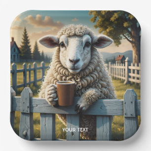 Fantasy Cute Sheep Coffee Evening Paper Plate