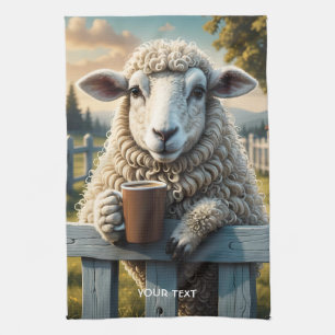 Fantasy Cute Sheep Coffee Evening Tea Towel