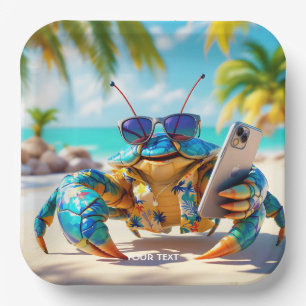 Fantasy Cute Shell Crab Beach Paper Plate