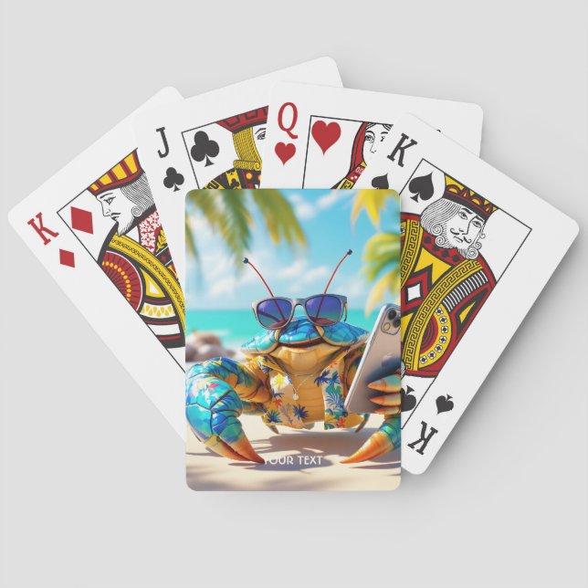 Fantasy Cute Shell Crab Beach Playing Cards (Back)