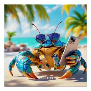 Fantasy Cute Shell Crab Beach Poster
