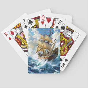 Fantasy Cute Ship Ocean Storm Playing Cards