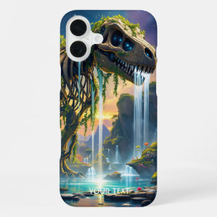 Fantasy Cute Skeleton Dinosaur Garden iPhone 16 Plus Case