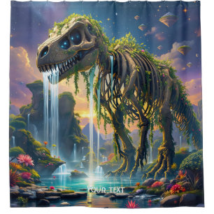 Fantasy Cute Skeleton Dinosaur Garden Shower Curtain