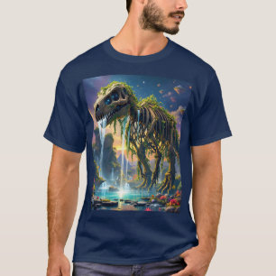 Fantasy Cute Skeleton Dinosaur Garden T-Shirt
