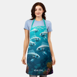 Fantasy Cute Skeleton Fish School Apron