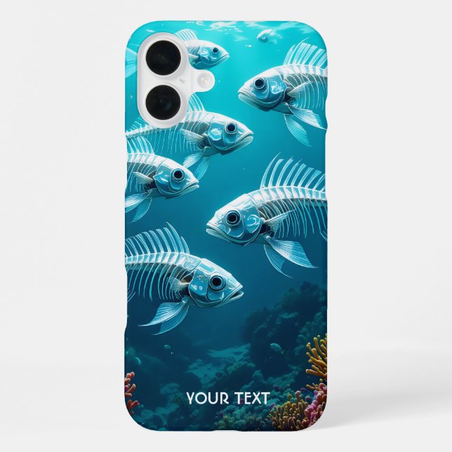 Fantasy Cute Skeleton Fish School iPhone Case (Back)