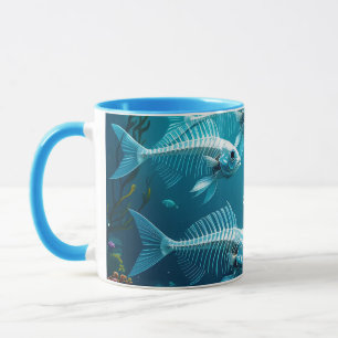 Fantasy Cute Skeleton Fish School Mug