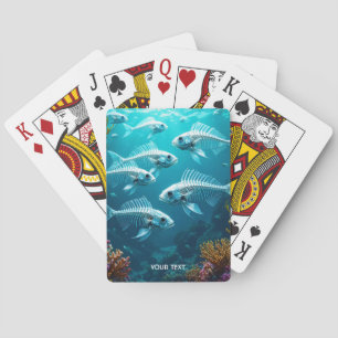 Fantasy Cute Skeleton Fish School Playing Cards