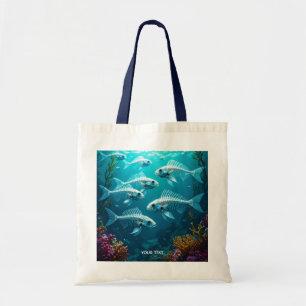 Fantasy Cute Skeleton Fish School Tote Bag