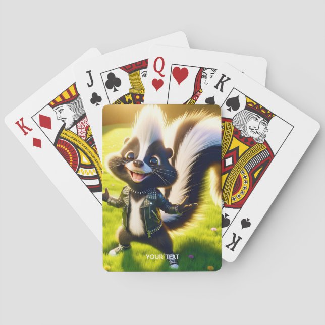 Fantasy Cute Skunk Punk Style Playing Cards (Back)