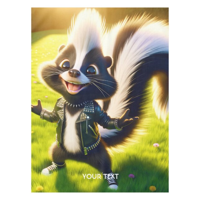 Fantasy Cute Skunk Punk Style Tablecloth (Front)